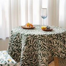 [레브라이프] 리프 면린넨 식탁보 테이블보, 6인용