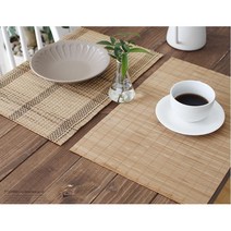 전통차 떡카페테이블세팅 대나무매트 자취생 테이블셋팅 테이블매트 플레이팅 테이블데코 식당 손님초대상, 검은줄