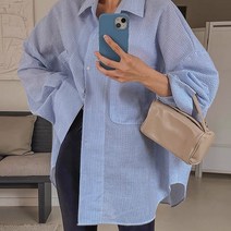 [랜덤플레이] 루즈핏 더블 포켓 남방 블라우스 셔츠