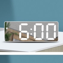 음성제어 알람 시간 맞추기 전자시계 디지털 탁상시계 SNOOZE LED, 탁상시계 롱화이트