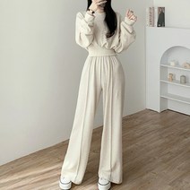 피피 크롭 맨투맨 와이드 팬츠 트레이닝 세트