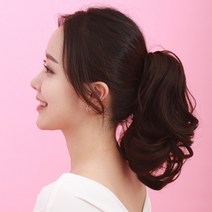 테일 숏세팅 웨이브 집게핀 가발 짧은머리 파마머리 단발머리 여성 묶음머리, 투톤브라운(c)