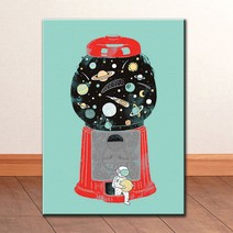 UN001 일러스트 인테리어 홈데코 우주 캔버스액자, 고급형유광전처리_XXL_38cm x 46cm