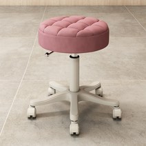 원형 회전 의자 병원 진료 진찰 약국 네일 피부 미용 바버샵 시술 높이조절 바퀴의자, 라이트퍼플 베이지