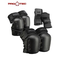 미국 PROTEC 머리보호대 무릎 패드 팔꿈치 패드 스포츠 성인 보호 장비 세트, 어린이(3-9세/키 90-140cm) 블랙7종