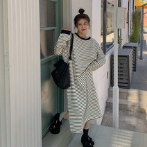 [컴피앤모어] 여성 스트라이프 롱원피스 빅사이즈