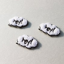 구름모양 말풍선 자수패치 와펜 3개세트, 화이트(v01)