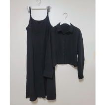 여성 린넨원피스 투피스 셔츠 가디건 여자 마 나시 롱원피스 셔츠 자켓 세트 2컬러