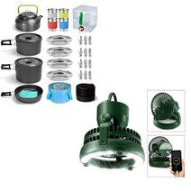 Odoland 번들 - 2개 항목 29pcs 캠핑 캠핑용 코펠 세트 냄비 조리기구 식기 + LED 랜턴