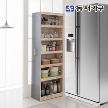 동서가구 네오 바퀴달린 원목 슬라이딩 틈새장 주방수납장 300, 진그레이