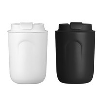 원터치 스테인리스 커플 투썸 텀블러 보온보냉 완전 밀폐 텀블러 2개 세트, 블랙 220ml+화이트 220ml