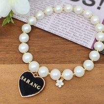 강아지목걸이 고양이인식표 진주목걸이, 미니진주비즈, 29~30cm