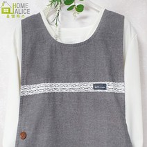 홈앨리스 레이스 옆단추 앞치마 어린이집선생님앞치마 (55~99) 빅사이즈 앞치마, 그레이 L