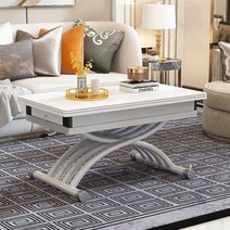 리프팅 거실테이블 좌식 쇼파 높이 조절 좌탁 테이블, 미니 80x40 둥근 모서리 검정색