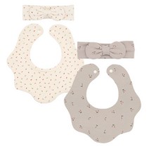 아바마 아기 유아 신생아 턱받이 헤어밴드 동글 턱받이 헤어밴드 2세트, B세트