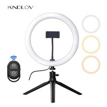 유튜브조명 자연광조명 방송조명 지속광조명 영상 Kindlov selfie ring light 10 inch led ring light with mobile 사진촬영 브이로그, 26cm RGB 블루투스