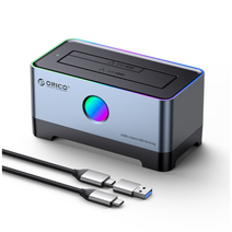오코리 RGB LED Gamer USB3.2 10Gbps C타입 HDD SSD 클론 도킹스테이션 5518C3, 1베이-(5518C3)