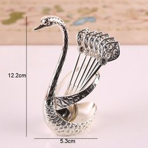 식기세트 금속 스푼 스토리지 랙 세트 7 조각 백조 모양 컨테이너 공예 가정용 Tablewares 과일 커피, [02] Spoon Set 2