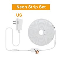 파우더룸 화장대 조명 유연한 네온 LED 백라이트 거울 조명 화장대 메이크업 조명 DC 12V 터치 조광기 스위치 욕실 드레싱 벽 램프, With US Plug Dimmer, 5m, Blue