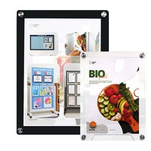 휴그린 자석프레임 A4/A3/A2/A1/B4 블랙/화이트 고정형/이동부착형 아크릴 투명 포켓 덮개 다보형 액자, 블랙, 고정형