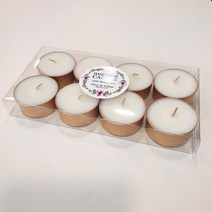 플뢰르드에스더 무향 무파라핀 천연소이캔들 기본 원형 골드 알루미늄 티라이트 캔들 8P 세트