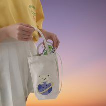 빠삐용 물병주머니 물통 가방 에코백, 파란지구곰, 1개