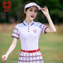 골프웨어 여세트 옷 골프 상의 화이트 체크 반팔 스커트 볼 트레이닝 슬림핏 땀 흡수