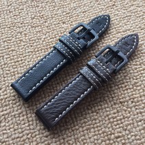 클래식 소프트 리얼가죽 워치시계줄 2022MM 적합 정밀한 작업 피아다 조종사 파일럿 두층 밴드 2230542302, 블랙 블랙 시계 단추 20mm