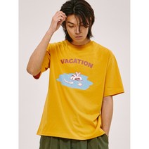 수영 양반 오버핏 반팔 티셔츠 머스타드