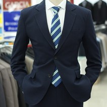 브랜드라인 남자 봄 가을 네이비 구김없는 싱글 세미 슬림핏 수트 정장 세트