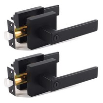 EHOMEWARE 입구 레버 도어 핸들 및 싱글 실린더 데드볼트 잠금 세트 [현관 또는 사무실] 오른쪽 왼쪽 문 튼튼함 - 매트 블랙 마감 1세트, 2 Pack, Privacy - Lock with No Key Req