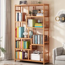 대나무5단선반 조립형책장 오픈형 사무용 튼튼한 1m 책장 진열장 선반 책꽂이, 대나무 5단 책장 157cm