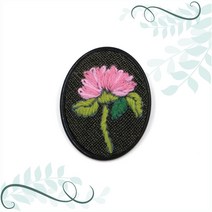 토이앤스티치/NEW오닉스/세로타원/브로치/대/프랑스자수/반제품/당일발송, F232-오닉스세로타원브로치 대