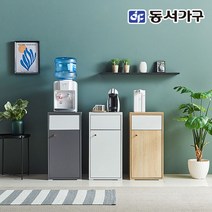 동서가구 네오 이본 정수기 받침대 틈새 주방수납장 분리수거 휴지통, 오크화이트