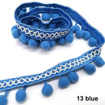 의류 재봉 천Pom 트림 레이스 패브릭 바느질 액세서리 술 볼 프린지 리본 DIY 재료 공예 의류, 13 13 blue