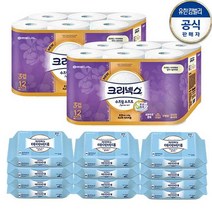 [KT알파쇼핑]크리넥스 3겹 천연펄프 수프림소프트 27m 24롤+마이비데 50매 12팩