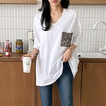 뭉게구름 루즈핏 여성 봄 여름 박스 반팔 롱티셔츠 면 주머니 박시 롱 봄 가을 간절기 박스티 빅사이즈 의류