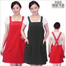 레뷰가운 AE48 허리앞치마 요리학원 화원 감자탕 닭갈비 곱창 호프집 주방 앞치마, AE48_검정(S)-얇은 폴리