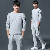 LAYENNE 춘추철 남자 캐주얼 트레이닝 세트 흡한성이 좋다 간략하다 가볍고 넉넉한 투피스 남자 캐주얼 라운드 맨투맨 산책하기 좋은 데이트 출근 야외 등산 네 가지 컬러