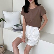코지 여자 여름 편한 기본 무지 데일리 깔끔한 반팔티