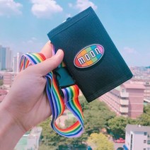 [올드미키] 무지개동글로고 벨크로지갑+목걸이줄