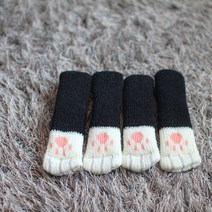 디홀릭 고양이발 니트 의자양말 의자 발 커버 4p, 블랙 (고양이발)