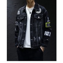 데님 자켓 남성 여성 힙합 streetwear 펑크 레이브 steampunk 오토바이, XXL, 검은 색