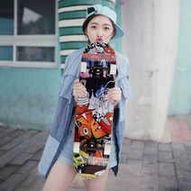 입문용 스케이트 보드 단면 양면 프린팅, 레이크 블루 스켈레톤 러버즈