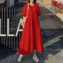 퀄리티 봄 분위기 여성복 면 멜빵 반팔 라운드 A라인 스커트 원피스