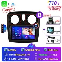 android 11 car radio 멀티미디어 플레이어 renault logan 2 sandero2 2012-2019 2din navigation 스테레오 carplay 스피커, t10-1 b 캠 4g 32g