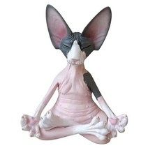조각상 정원조각상 조형물 정원장식품 고양이 입상 sphynx 명상 동상 요가 동물 고양이 명상 예술 조각 마이크로 장식 정원 홈 오피스 장식, 3