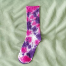 스케이트 남성/여성 코튼 타이 염색 양말 스트리트 트렌드 하이탑 타이드 농구 보드 하라주쿠 힙합, [08] 보라색