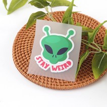 천아트 의류전사지 Stay Weird 외계인(F931) 티셔츠 다리미 열전사지