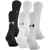 Under Armour 성인용 코튼 크루 양말 멀티 페어 트루 그레이 헤더 2 M, Medium 136374